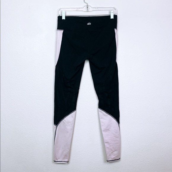 ALO Yoga Pants - Alo Black & Pink High Waisted Mesh Leggings